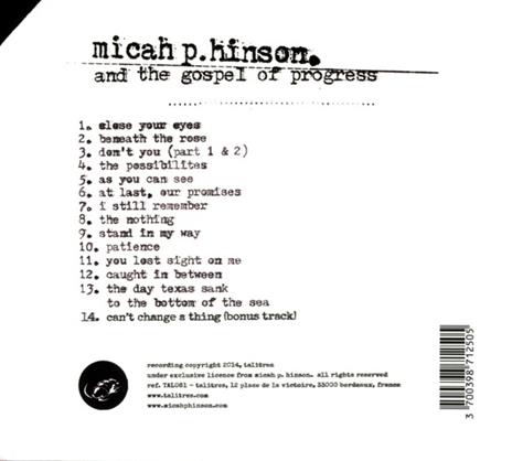 Micah P. Hinson & the Gospel of Progress - CD Audio di Micah P. Hinson - 2