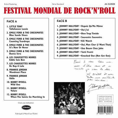 Le festival mondial du Rock 'N' Roll. Palais des sports de Paris le 24-02-1961 - CD Audio - 2