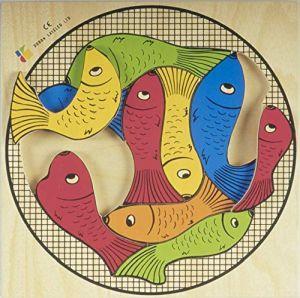 BSM- Puzzle in legno, motivo: i pesci, E72511720, multicolore