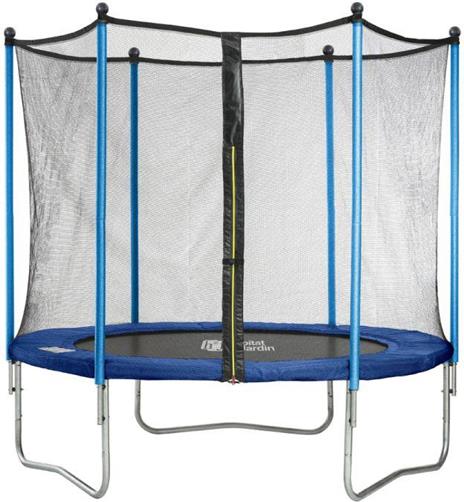 Trampolino " Happy " - Ø 2,44 m - con rete + scaletta + copertura + kit per fissaggio a terra - 2