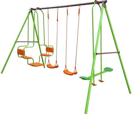 Struttura gioco per bambini con altalena - 1,96m - 4 giochi - 2