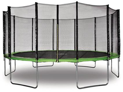 Trampolino "Yoopi" - Ø 4,90 m - Verde - Con rete + scala + copertura + kit di ancoraggio