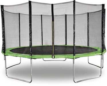 Giocattolo Trampolino "Yoopi" - Ø 4,60 m - Verde - Con rete + scala + copertura + kit di ancoraggio Habitat & Jardin