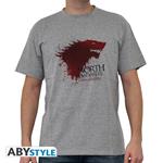 Game Of Thrones. T-shirt The North... Man Ss Sport Grey. Basic Large