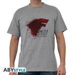 Game Of Thrones. T-shirt The North... Man Ss Sport Grey. Basic Extra Large