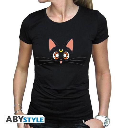 Sailor Moon. T-shirt Luna Woman Ss Black Large