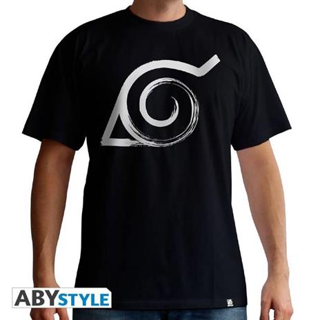 Naruto Shippuden. T-shirt Konoha Man Ss Black. New Fit Double Xl