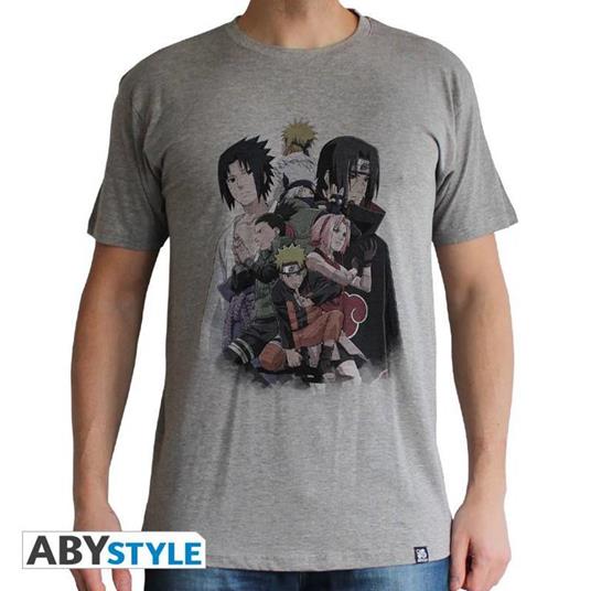 Naruto Shippuden. T-shirt Group Man Ss Sport Grey. Basic Extra Large