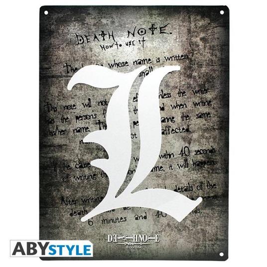 Death Note. Metal Plate L Symbol (28X38) With Hook