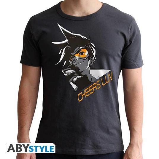 Overwatch. T-shirt Tracer Man Ss Dark Grey. New Fit Extra Small