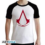 Assassin S Creed. T-shirt Crest Man Ss White & Black. Premium Extra Large