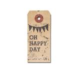 Etichette kraft + Timbro di legno 'Oh Happy Day'