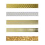 4 masking tape con disegni bianchi e dorati + washi tape dorato 5 m