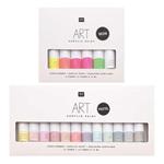 Set di vernici acriliche - 12 Pastello 12 ml + 6 Fluo 12 ml