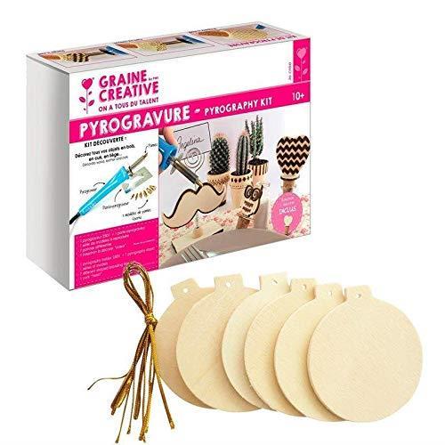 Kit pirografia + Palle di Natale in Legno da Appendere