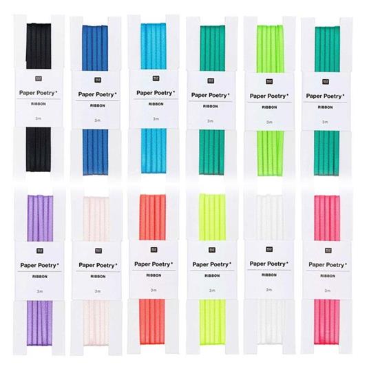 12 nastri di raso 3 m - multicolore