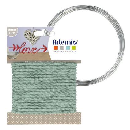 Filato per maglieria lichene 5 mm x 5 m + filo di alluminio