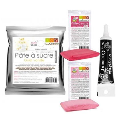 Kit paste di zucchero Babyshower di ragazza + penna per glassa nera