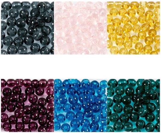 270 perle di vetro tonde sfaccettate Ø 4 mm - Multicolore