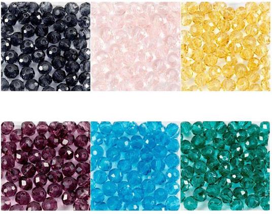 270 perline in plastica rotonde sfaccettate Ø 4 mm - Multicolore