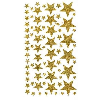 450 adesivi stelle dorate con glitter