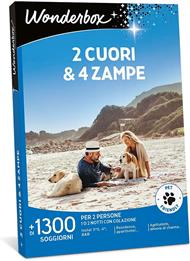 Wonderbox - Cofanetto Regalo - 2 cuori e 4 zampe - 1300 soggiorni - 1 o 2 notti con colazione - 2 persone