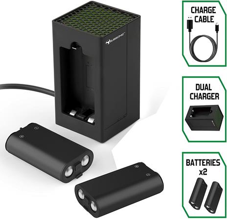 Subsonic - Kit Di Ricarica Dual Power Pack - 2 Batterie, Caricatore e Cavo per Controller Serie Xbox X/S - - 4