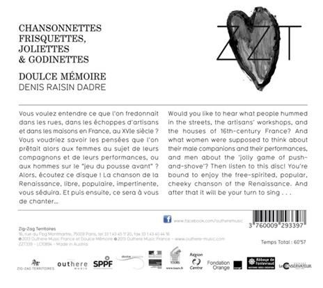 Chansonnettes frisquettes, joliettes et godinettes - CD Audio di Denis Raisin-Dadre - 2