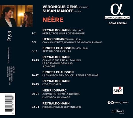 Néère - CD Audio di Ernest Chausson,Reynaldo Hahn,Henri Duparc,Veronique Gens - 2