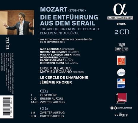 Il ratto dal serraglio (Die Entführung aus dem Serail) - CD Audio di Wolfgang Amadeus Mozart,Le Cercle de l'Harmonie,Jane Archibald,Norman Reinhardt - 2