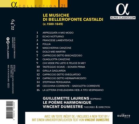 Le Musiche di Bellerofonte Castaldi - CD Audio - 2