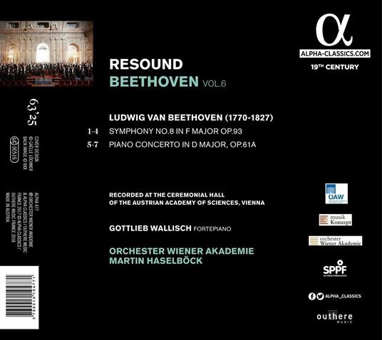 Sinfonia n.8 - Concerto per pianoforte - CD Audio di Ludwig van Beethoven,Gottlieb Wallisch,Wiener Akademie - 2