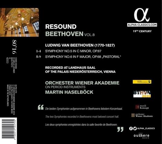 ReSound Beethoven vol.8: Sinfonie n.5, n.6 - CD Audio di Ludwig van Beethoven,Martin Haselböck - 2