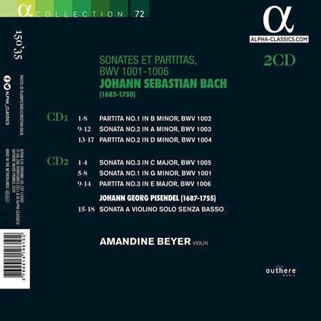 Sonates et partitas BWV1001, BWV1006 - CD Audio di Johann Sebastian Bach,Amandine Beyer - 2