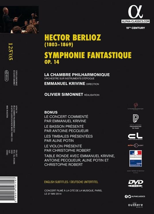 Sinfonia fantastica (DVD) - DVD di Hector Berlioz,Emmanuel Krivine,Chambre Philharmonique - 2