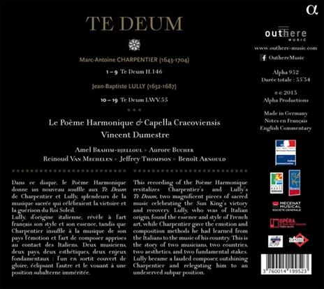 Te Deum - CD Audio di Jean-Baptiste Lully,Marc-Antoine Charpentier,Poema Harmonico,Vincent Dumestre - 2