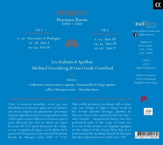 Pyrrhus - CD Audio di Pancrace Royer,Michael Greenberg - 2