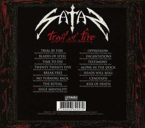 Trail of Fire. Live in North America - CD Audio di Satan - 2