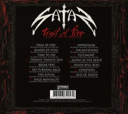 Trail of Fire. Live in North America - CD Audio di Satan - 2