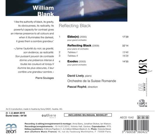 Reflecting Black - CD Audio di Orchestre de la Suisse Romande,David Lively,William Blank - 2