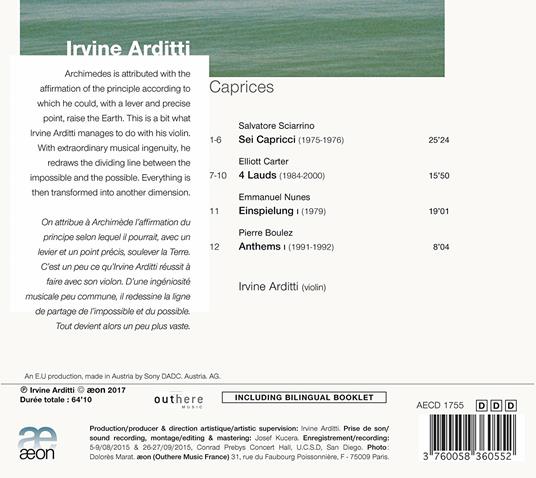Capricci - CD Audio di Salvatore Sciarrino,Irvine Arditti - 2