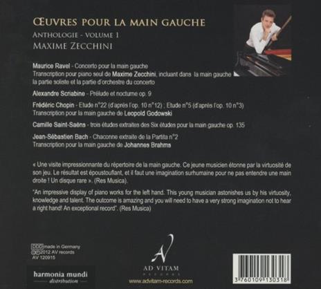 Oeuvres Pour La Main Gauc - CD Audio di Maxime Zecchini - 2