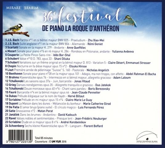 La Roque d'Antheron 2016 - CD Audio - 2