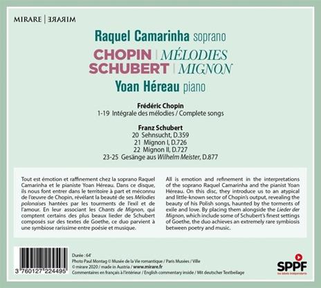 Melodies / Mignon - CD Audio di Frederic Chopin,Franz Schubert,Raquel Camarinha - 2