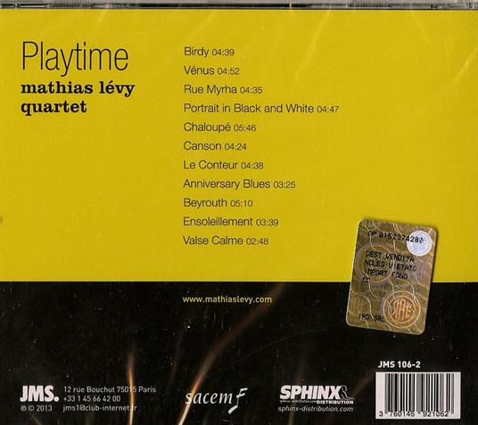 Playtime - CD Audio di Mathias Levy - 2