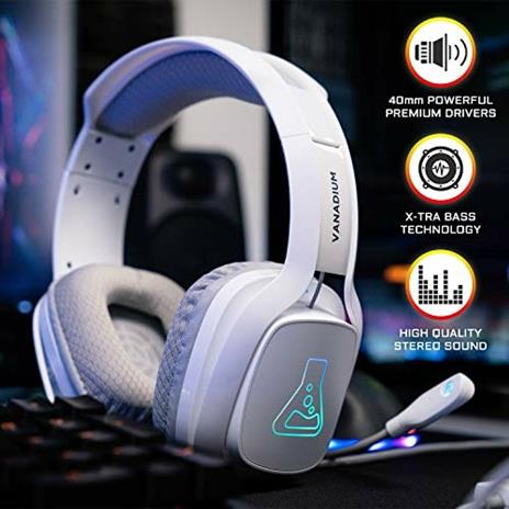 THE G-LAB Korp VANADIUM Cuffie da Gaming Microfono Stereo, Ultra Leggero, Cuffie per Basso Elettrico Mic Jack da 3,5 mm per PC/PS4/Xbox One/Nintendo Switch/Mac/Smartphone/Tablet NUOVO (Bianco) - 2