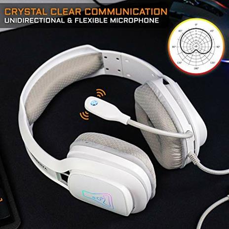 THE G-LAB Korp VANADIUM Cuffie da Gaming Microfono Stereo, Ultra Leggero, Cuffie per Basso Elettrico Mic Jack da 3,5 mm per PC/PS4/Xbox One/Nintendo Switch/Mac/Smartphone/Tablet NUOVO (Bianco) - 3