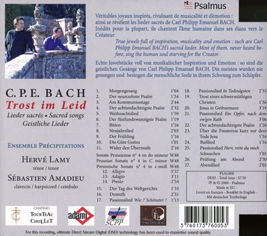 Sacred Songs-Trost Im Lei - CD Audio di Carl Philipp Emanuel Bach - 2