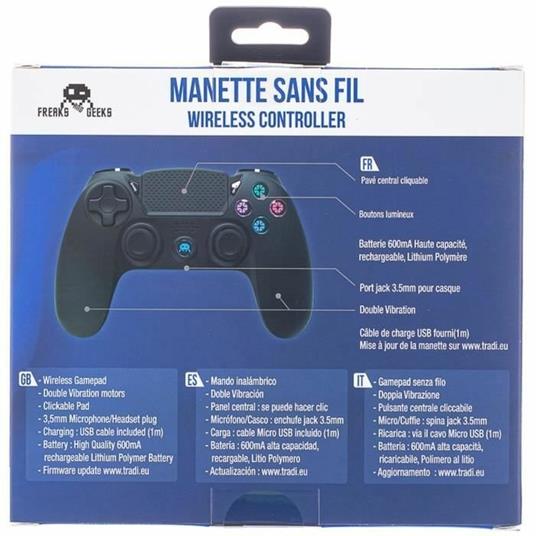 Controller wireless nero con jack per cuffie e pulsanti illuminati per PS4 - 5