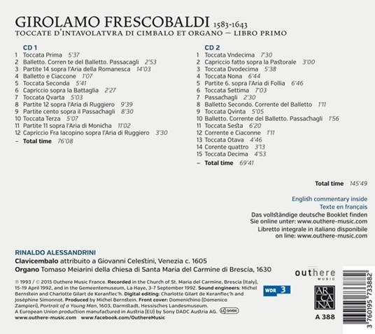 Toccate d'intavolatura - CD Audio di Girolamo Frescobaldi,Rinaldo Alessandrini - 2
